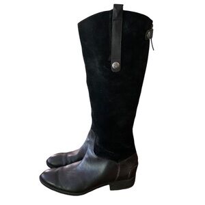 Sam Edelman Pembrooke Black Suede & Leather Knee-High Riding Boots Sz 8.5
